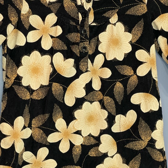 Gap Kids Black Floral Corduroy Dress Size Small - Picture 2 of 7
